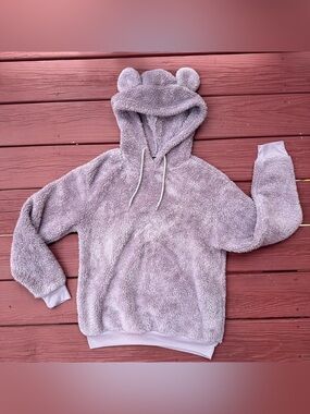 Cold Crush Plush Bear-Ear Hoodie - Lavender